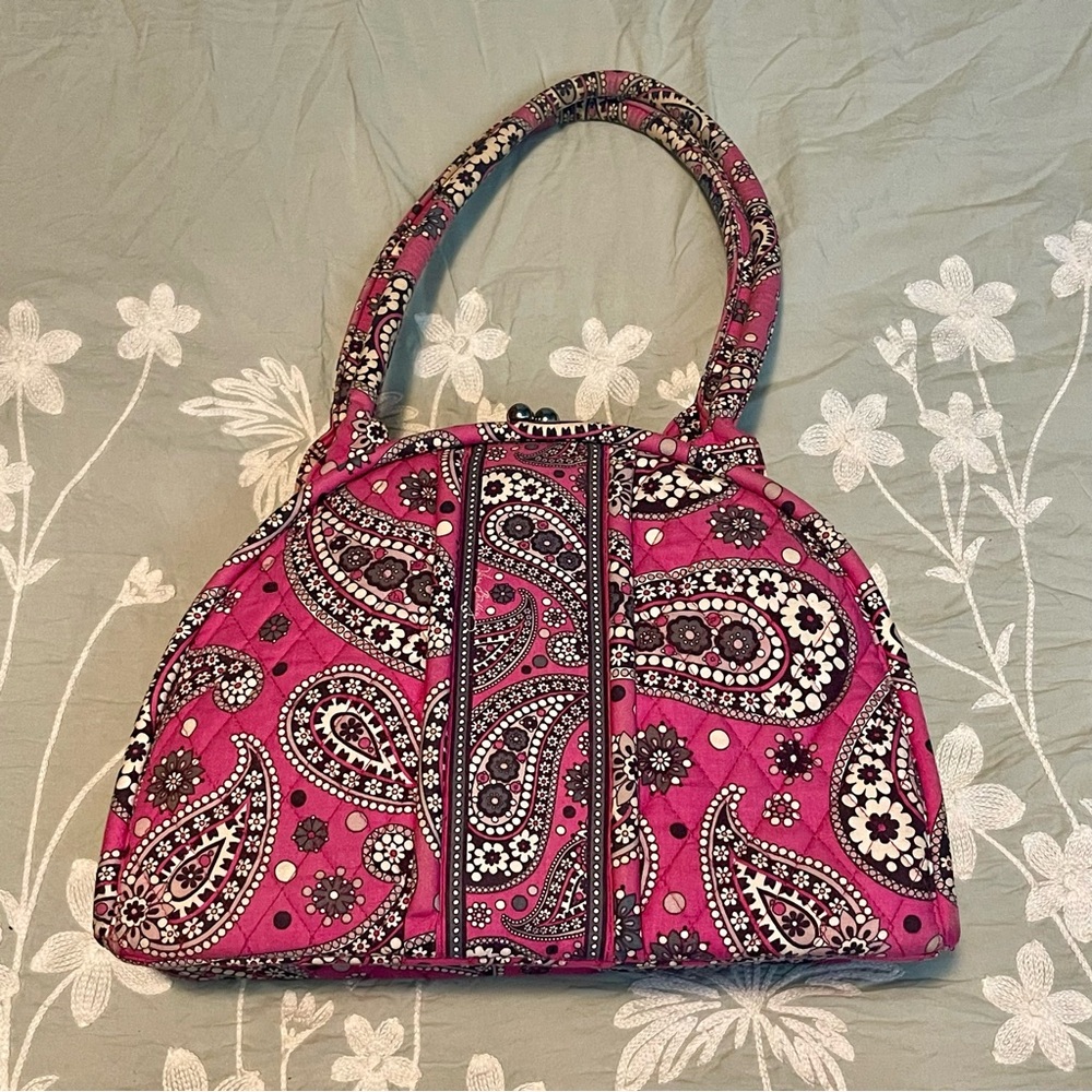 2011 Vera Bradley Eloise Kiss Lock Quilted Bag Boysenberry Paisley Cottage Vibes